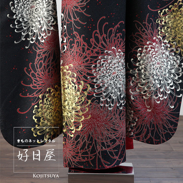 振袖 身長160-173cm 黒 bk-039