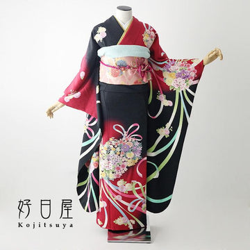 振袖 身長157-172cm 黒 bk-048