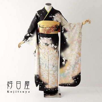 振袖 成人式用 身長157-172cm 黒 bk-065-s
