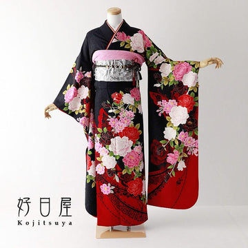 振袖 身長157-172cm 黒 bk-067