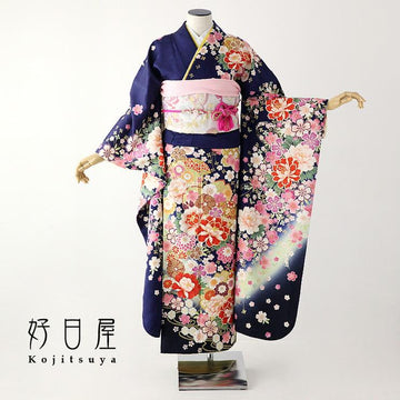 振袖 身長159-174cm 青 bl-021