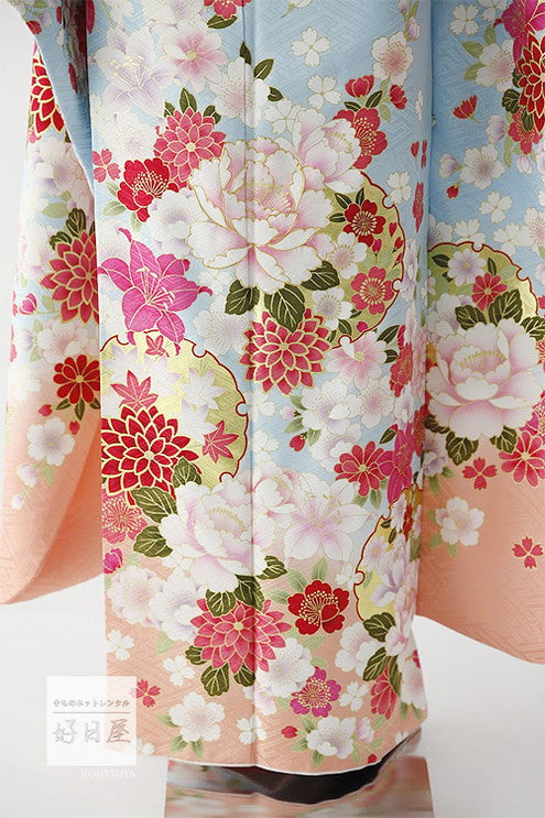 振袖 身長153-168cm 青 bl-032