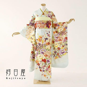 振袖 身長159-174cm 青 bl-034