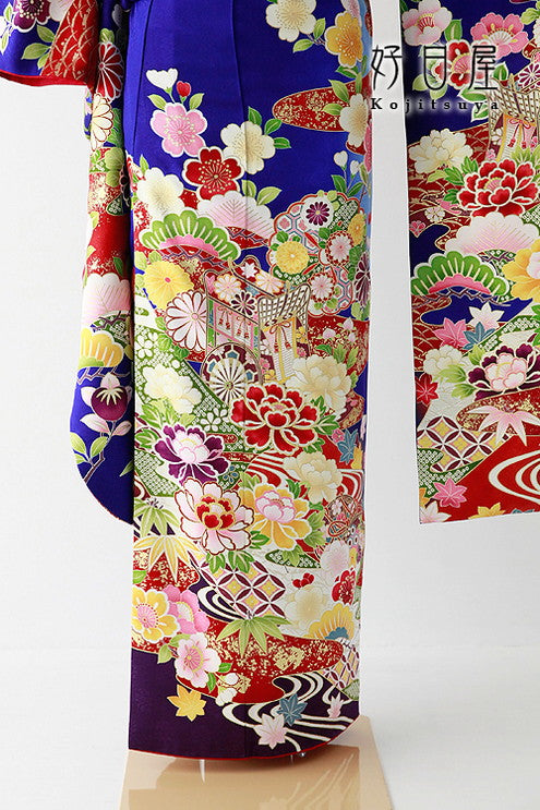 振袖 成人式用 身長147-162cm 青 bl-039-s