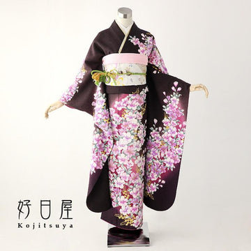振袖 身長149-164cm 茶 br-001