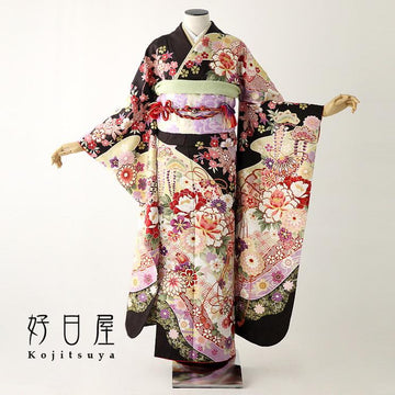 振袖 身長155-170cm 茶 br-010
