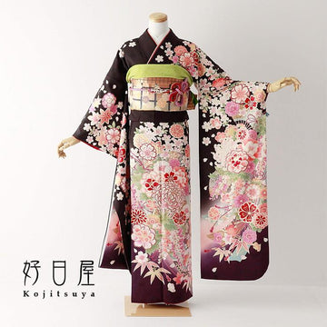 振袖 身長157-172cm 茶 br-014