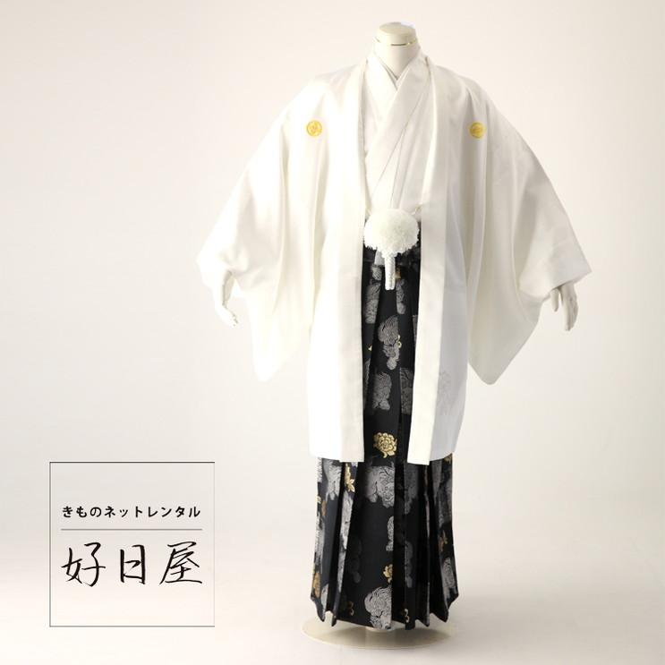 紋付羽織袴 身長170-180cm 白 dh-001