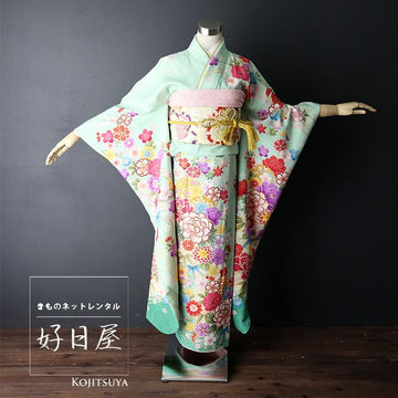 振袖 身長158-173cm 緑 gr-001