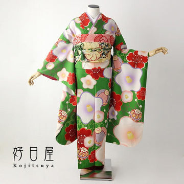 振袖 成人式用 身長153-168cm 緑 gr-024-s