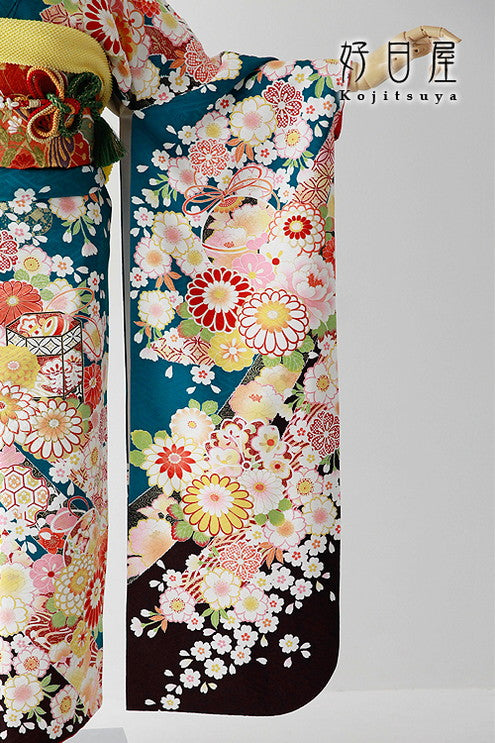 振袖 成人式用 身長148-163cm 緑 gr-033-s