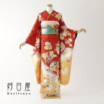 振袖 成人式用 身長153-168cm オレンジ or-009-s