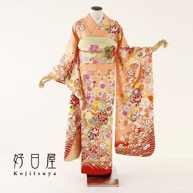 振袖 成人式用 身長159-174cm オレンジ or-013-s
