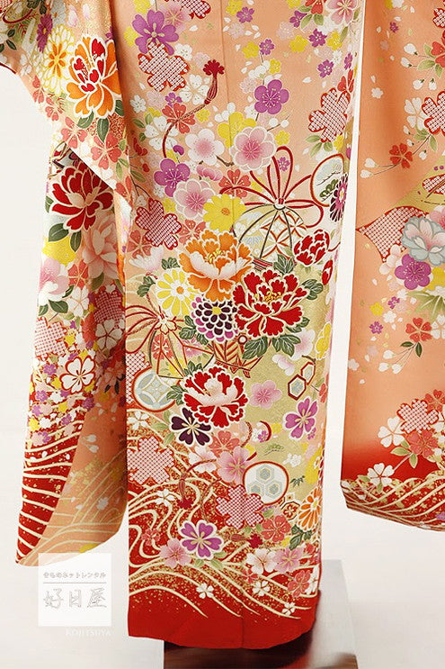 振袖 成人式用 身長159-174cm オレンジ or-013-s