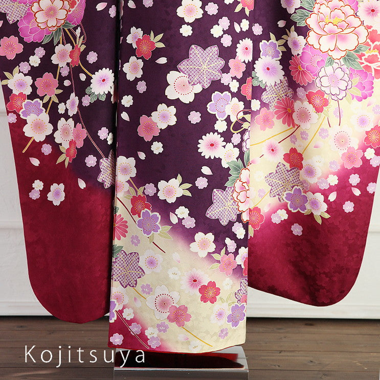振袖 身長161-176cm 紫 pu-016