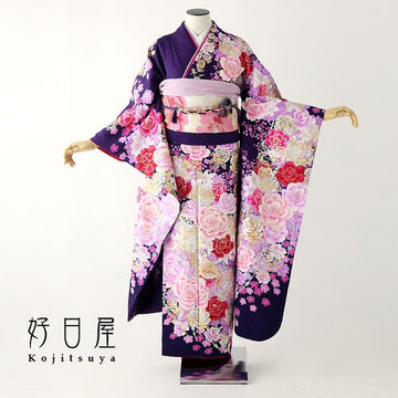 振袖 身長151-166cm 紫 pu-022