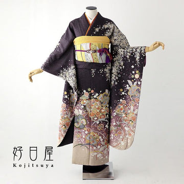 振袖 成人式用 身長146-161cm 紫 pu-024-s