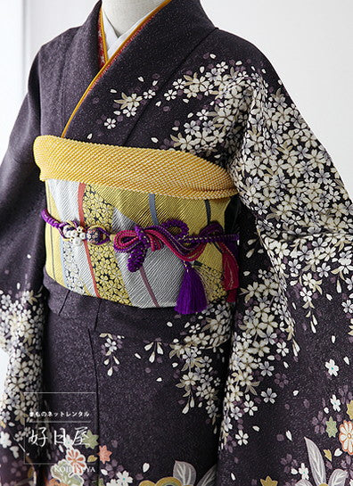 振袖 成人式用 身長146-161cm 紫 pu-024-s