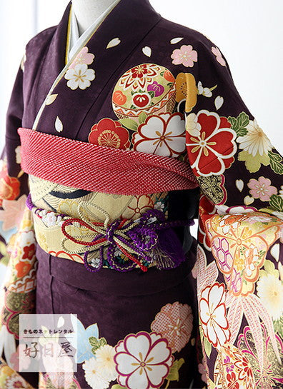 振袖 身長148-163cm 紫 pu-025