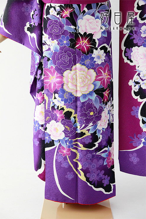 振袖 成人式用 身長152-167cm 紫 pu-032-s