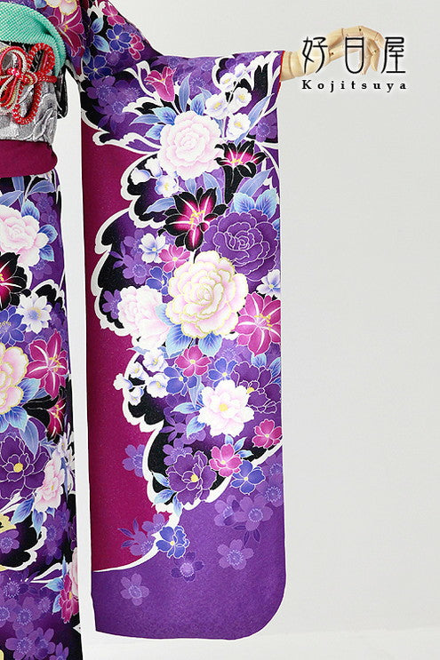 振袖 成人式用 身長152-167cm 紫 pu-032-s