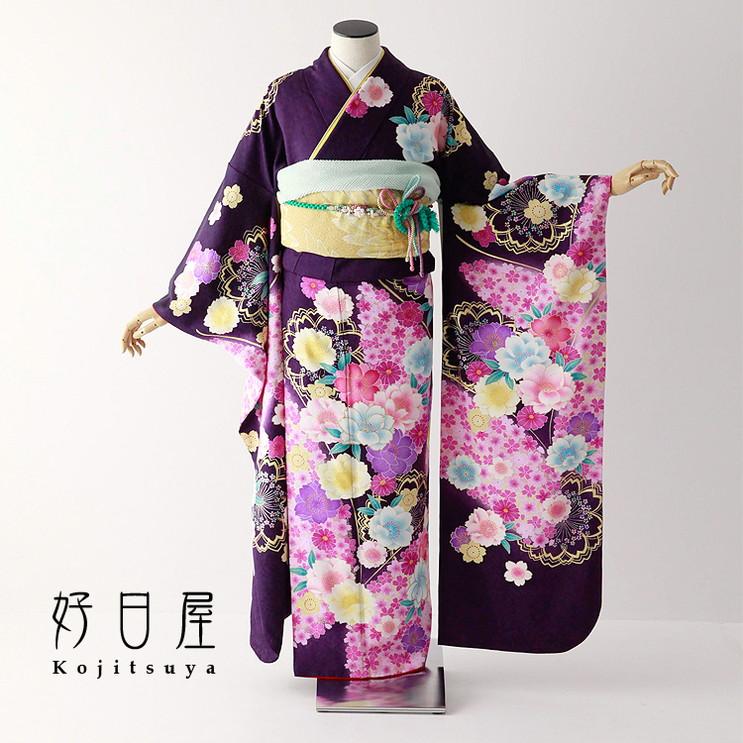 振袖 身長157-172cm 紫 pu-036