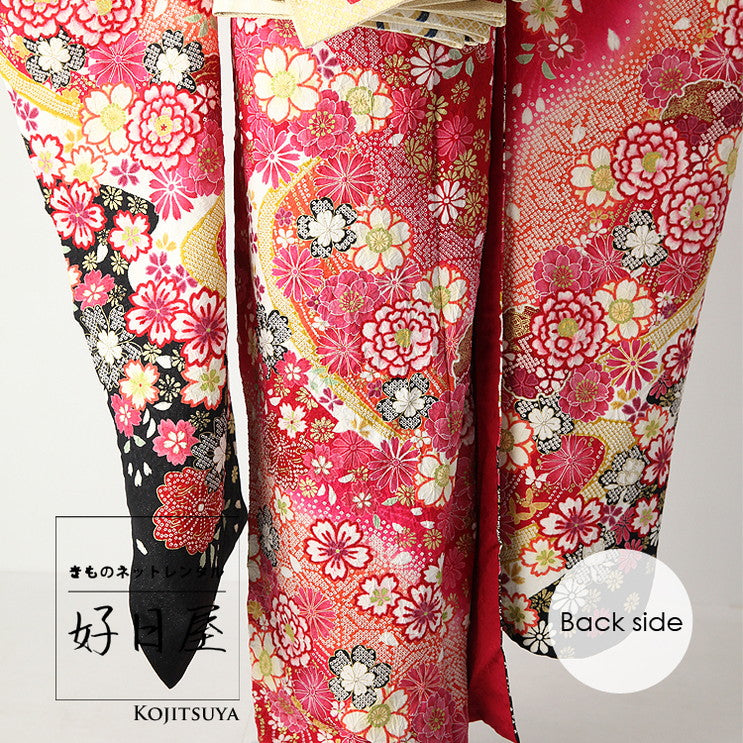 振袖 成人式用 身長156-171cm 赤 re-005-s