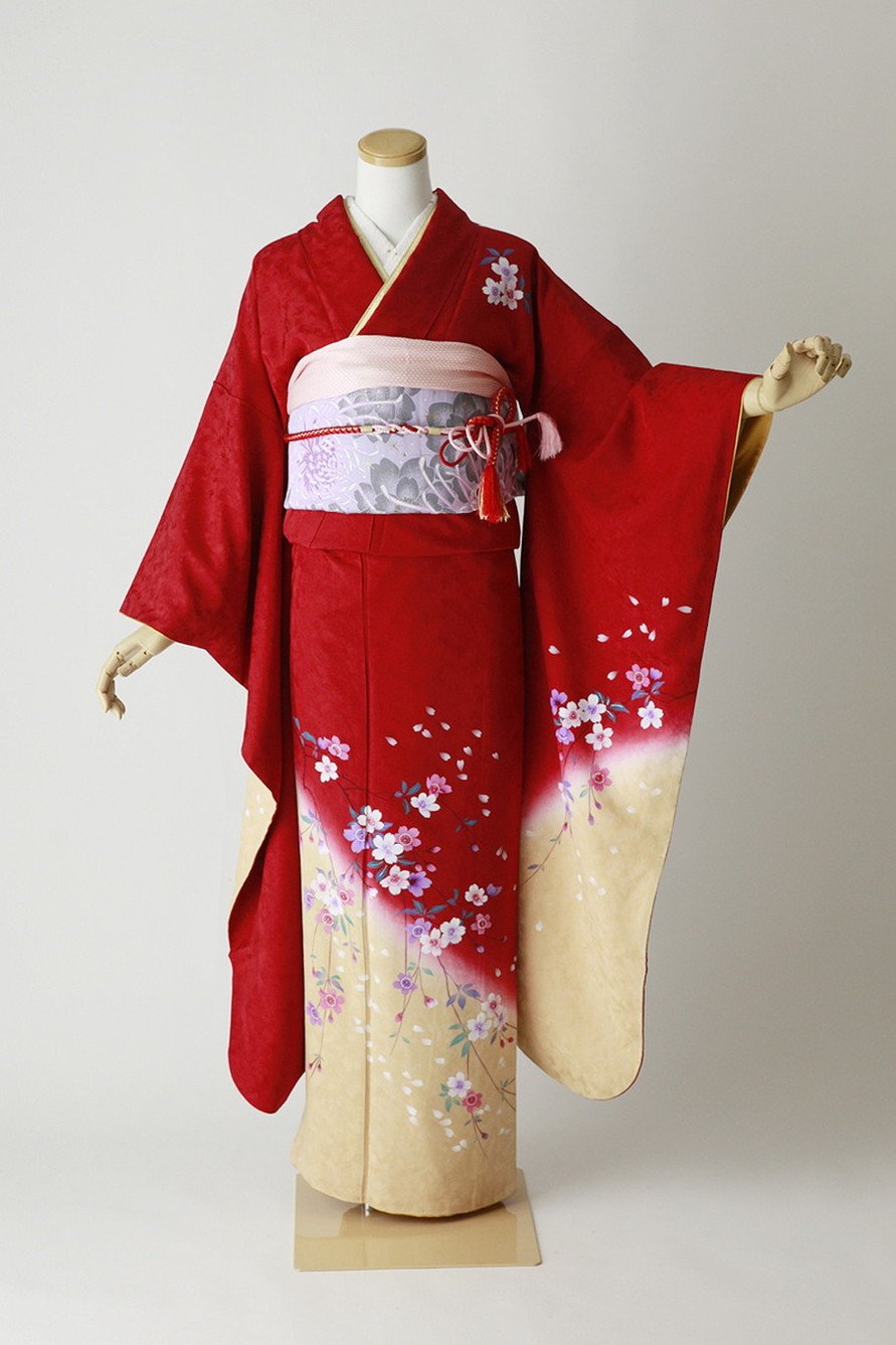 振袖 身長145-160cm 赤 re-016