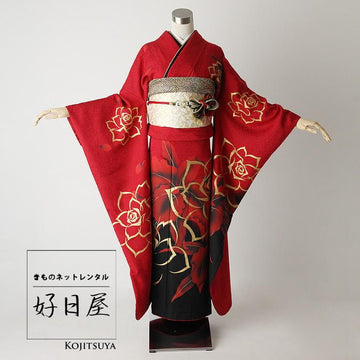 振袖 成人式用 身長157-172cm 赤 re-044-s