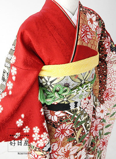 振袖 成人式用 身長147-162cm 赤 re-047-s