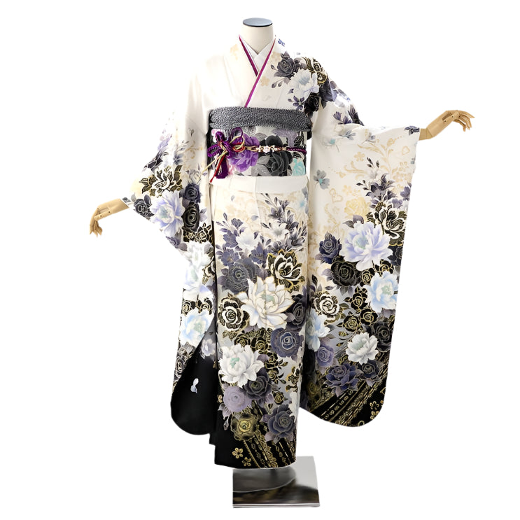 振袖 成人式用 身長147-162cm 白 wh-041-s