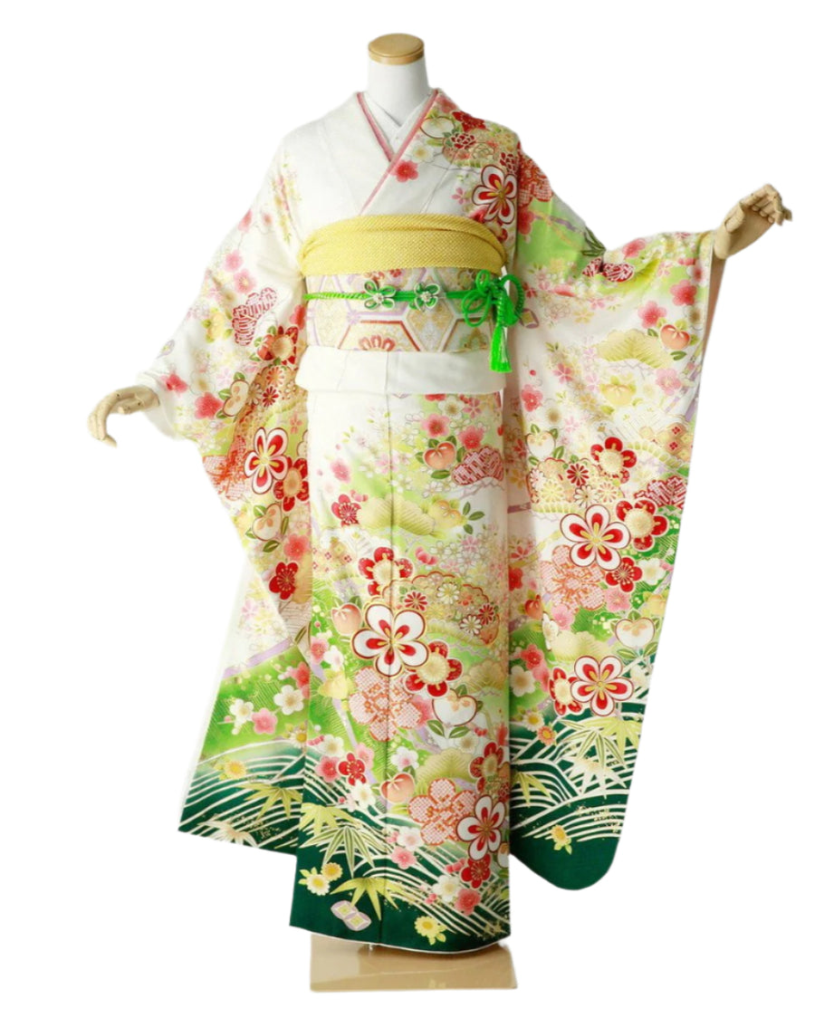 振袖 成人式用 身長156-171cm 白 wh-073-s