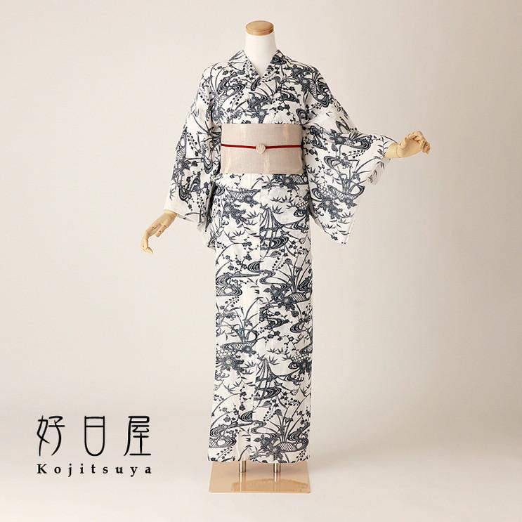 浴衣 綿紅梅 身長145-160cm y-005