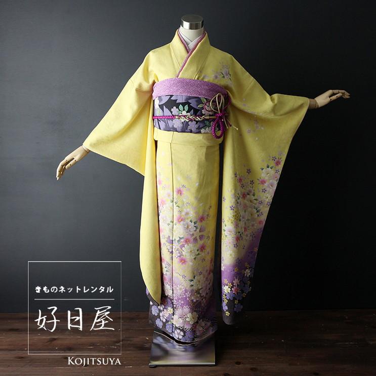 振袖 成人式用 身長147-162cm 黄 ye-003-s