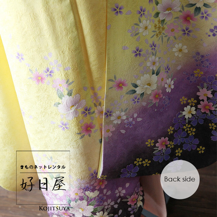 振袖 成人式用 身長147-162cm 黄 ye-003-s