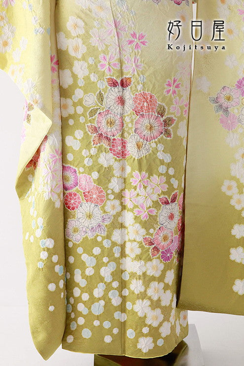 振袖 身長157-172cm 黄 ye-018